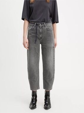 Levi’s Made & Crafted Relaxed Barrel Crop Jeans Men at Work Black Women 27 $188